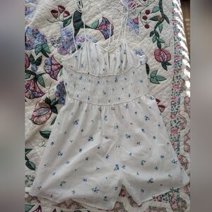 H&M White and Blue Pajama Set Intimates Sleepwear